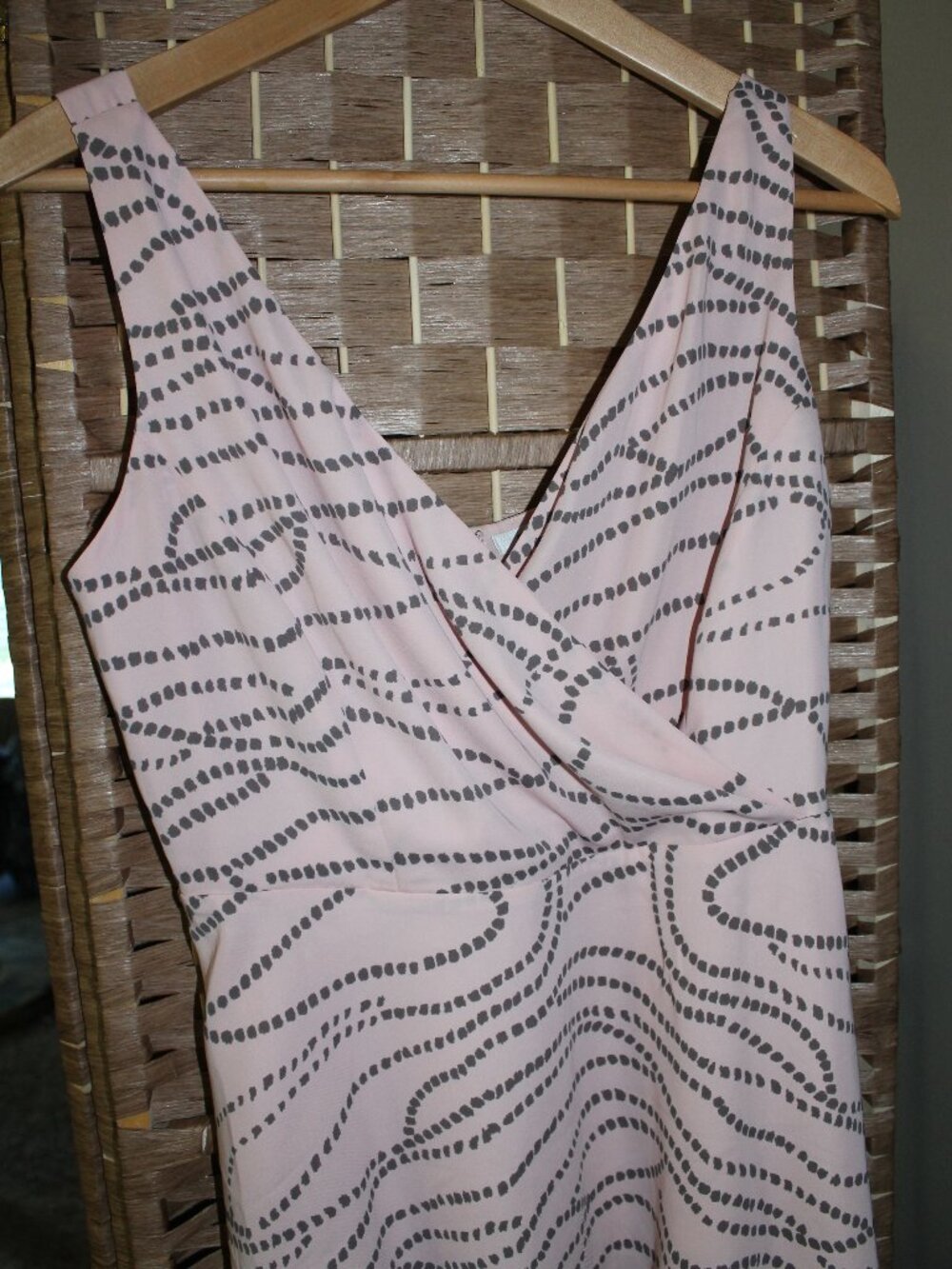 Crepe Lined champagne and taupe blouse.